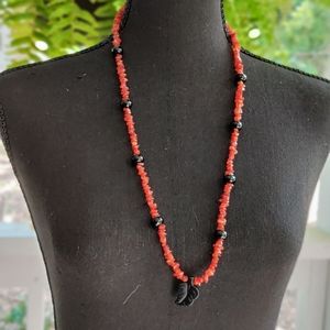 Baltic Amber and Obsidian Necklace